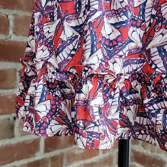 Happy X Nature Kate Hudson Phoenix Butterfly Ruffled Red Mini Dress XXS - Picture 5 of 15